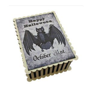 NWOT Happy Halloween Bats Trinket Boxes Set 2
